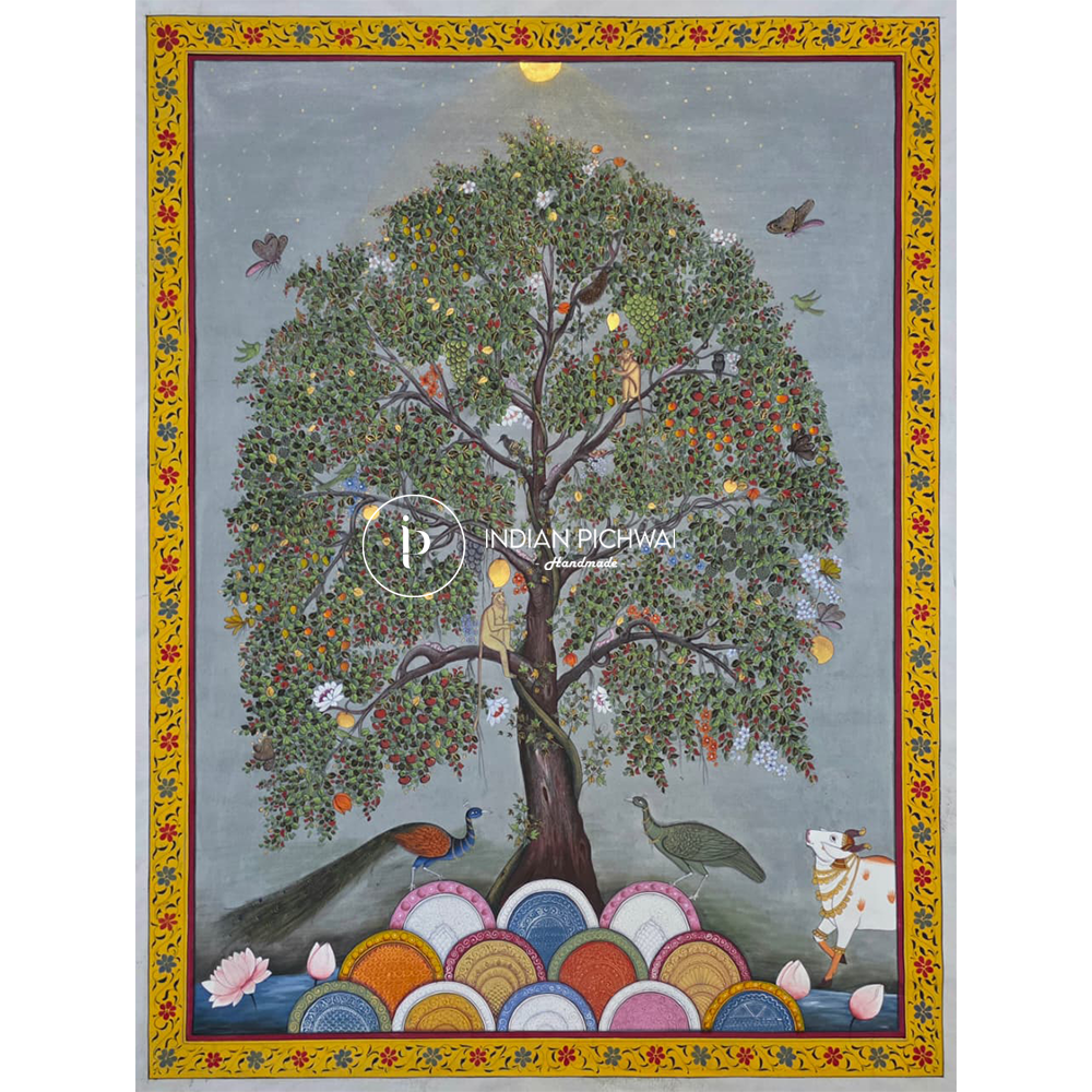 Tree of Life : Kalpavriksha : The Wish-Fulfilling Tree Painting, Handpainted, 36”x48”, Unframed