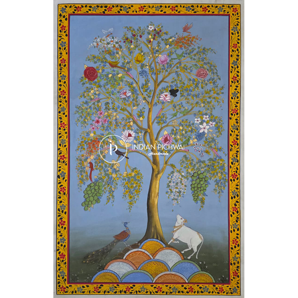 Tree of Life : Kalpavriksha : The Wish-Fulfilling Tree Painting, Handpainted, 23”x37”, Unframed